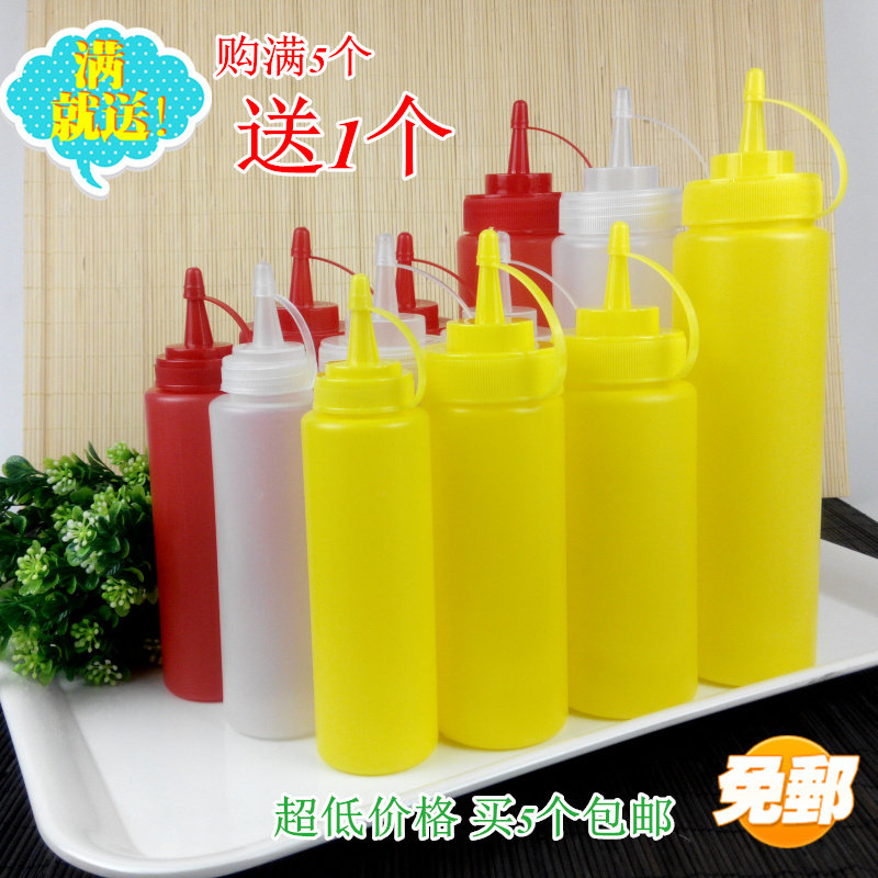 5 High Quality PC Plastic Squeeze Sauce Bottles Condiment Bottles Salad Bottles Juice Bottles Ketchup Squeeze Bottles