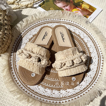 This Shipi stone handmade Macrame woven slippers ins vacation style casual light comfortable fashion handmade shoes