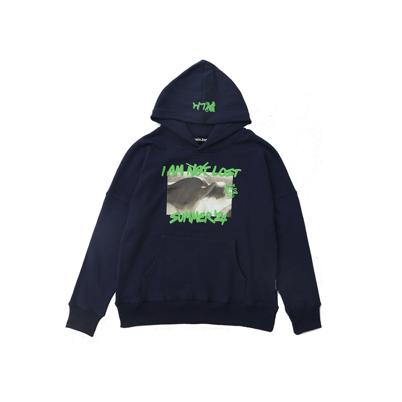 Palm Angels Hooded Sweatshirt with Pa Letter Print, American Style Casual Loose Hoodie for Men