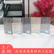 Customized tempered wire and silk glass screen partition entry entrance landscape painting hotel double-layer art glass