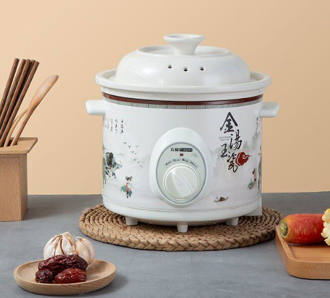 Square round jade porcelain gold soup ceramic fast electric saucepan white liner soup saucepan cooking porridge pan 2 5 3 5 4 5 6L lid