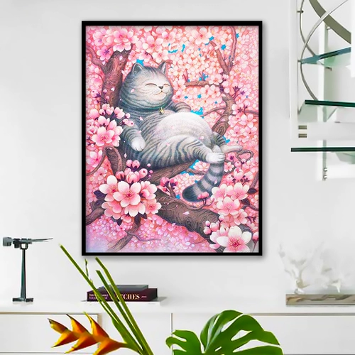 5D Diamond Painting 2021 Новая бриллиантная гостиная мультфильм Cross Stitch Детская спальня кошка 2022 Хрустальная точка кирпичная ручная работа ручной работы