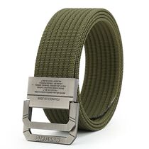 Double ring buckle nylon canvas belt Mens belt Korean version of the tide canvas youth cloth belt outdoor training belt