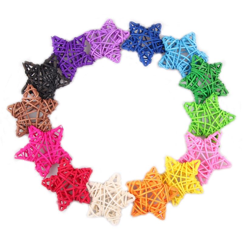 6CM natural rattan star color white rattan ball Christmas shopping mall kindergarten classroom layout decoration five-pointed star