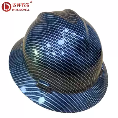 Darlingville carbon fiber color full brim helmet male site safety helmet national standard anti-smashing sun protection leading building