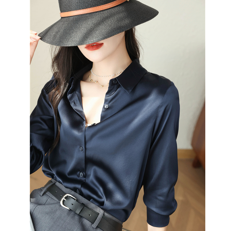 Light Luxury with a “Water-Gloss” Feel! 19mm Heavyweight Silk Shirt, Mulberry Silk Classic Solid Color Commuter Shirt for Women