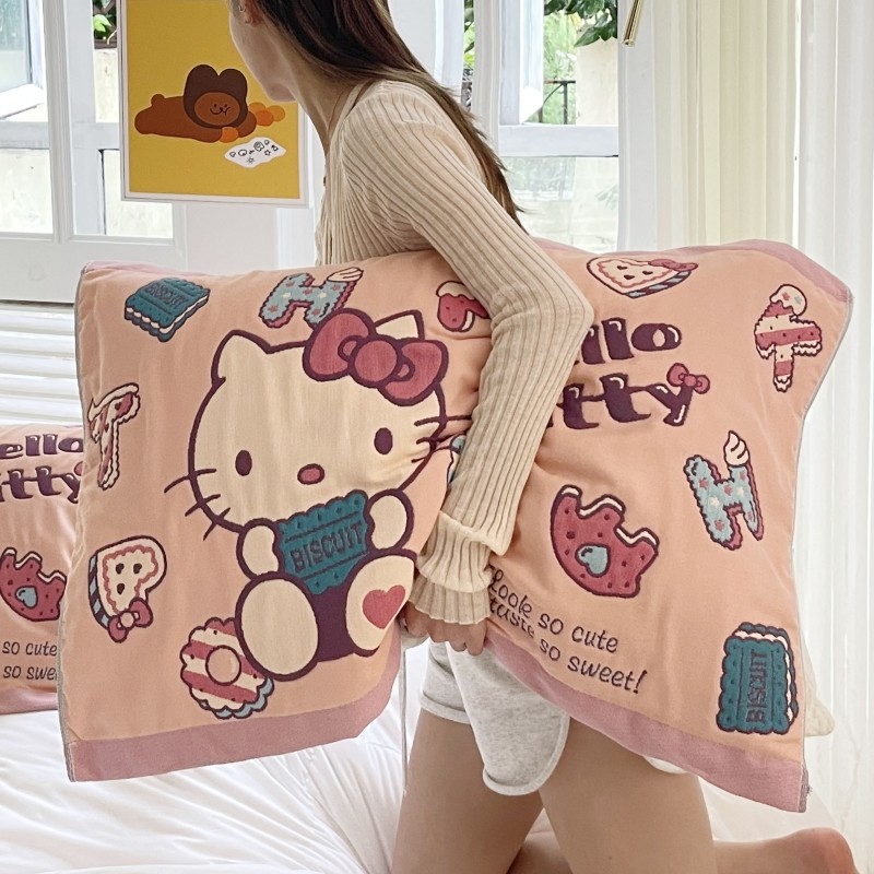 Восьмислойное марлевое полотенце-подушка Sanrio, пара из чистого хлопка, высококачественное впитывающее пот и дышащее хлопчатобумажное полотенце-подушка, повышенное количество масла для защиты головы.