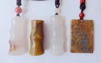 Natural strange stone ornamental stone silicified wood tree jade rare ice material bamboo necklace pendant plant Ziqi Pingan brand 2577