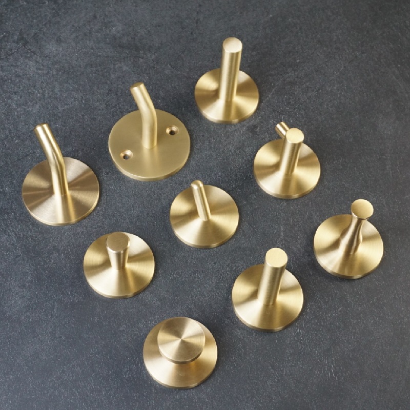 Brass hook bathroom powder room punch-free clothes hook strong storage sticky hook wall porch door rear single hook