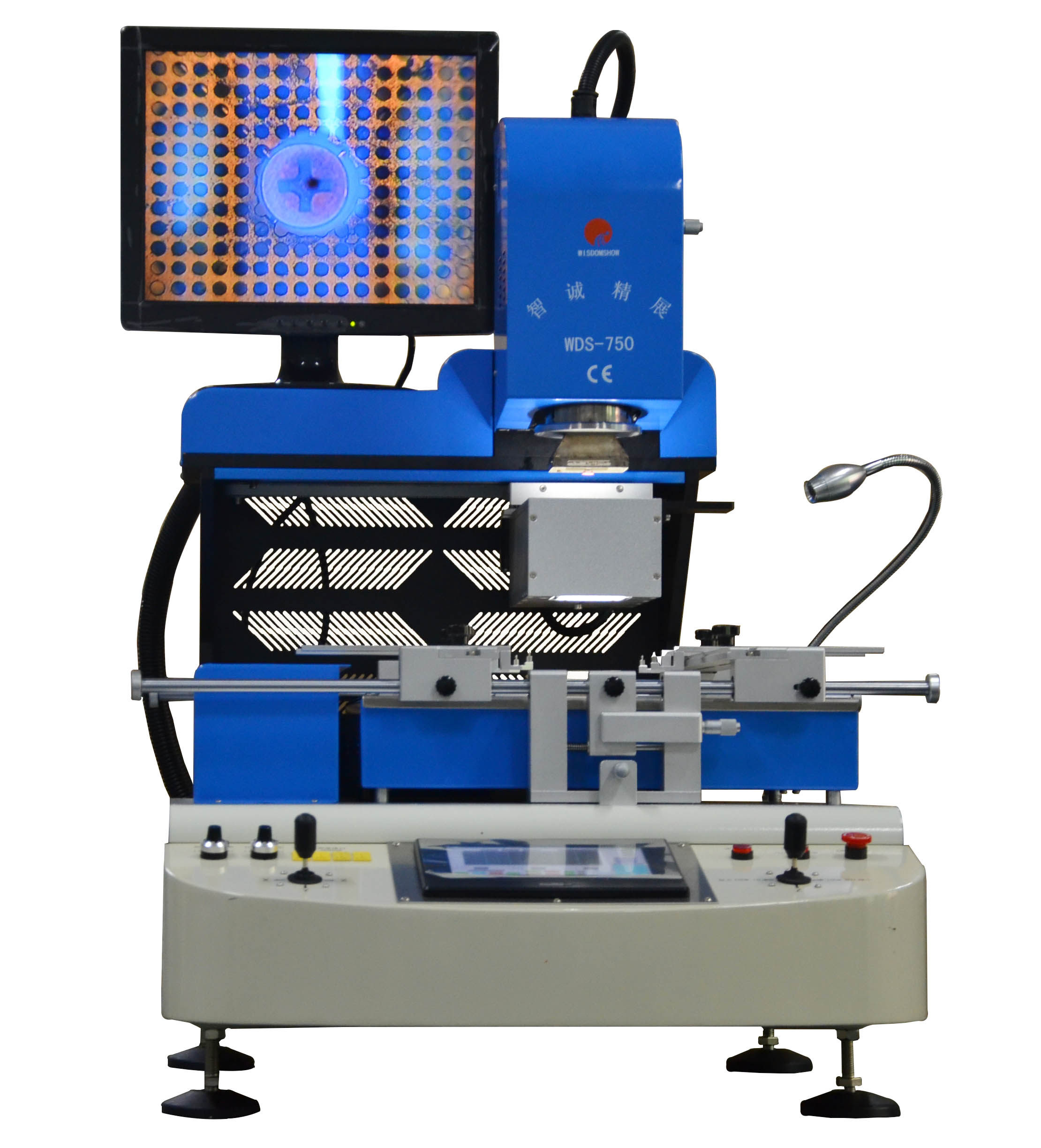 BGA Rework Station Optical Alignment Three Temperature Zone Soldering Station WDS-750 Zhicheng Jing Exhibition Desoldering Station