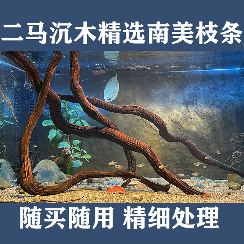 Two-horse large South American cylinder branches combined seven colorful Egyptian small fish tanks for the construction of a forest of wood trees