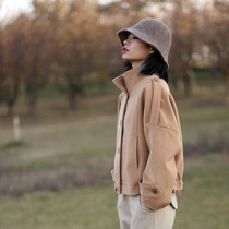 2021 early spring new womens short coat winter womens wool coat stand collar womens short coat woolen coat