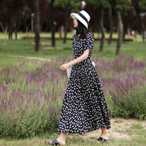 French niche vintage summer skinny long skirt floral dress gentle wind gown long skirt 2020 new summer