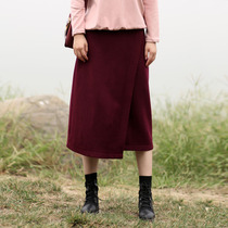 a autumn and winter wool skirt autumn and winter long thin fat slim cover crotch one piece of wool irregular skirt