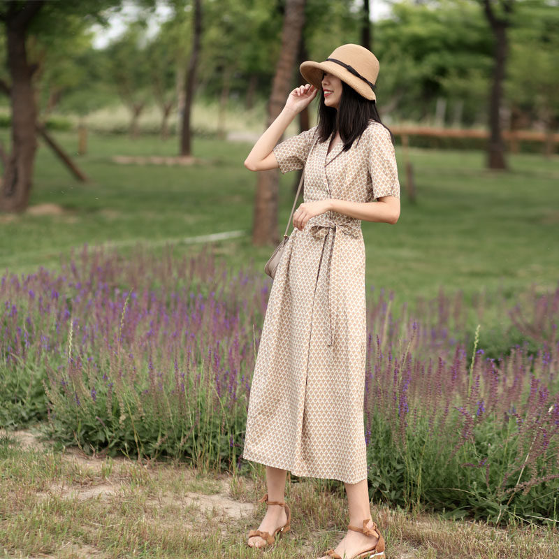 Summer floral French temperament long skirt dignified atmosphere gentle style dress thin royal sister wind slightly fat dress