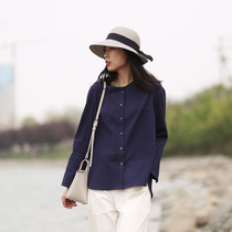 Joker seven-point sleeve womens shirt cotton casual seven-point sleeve French cotton fat slim coat