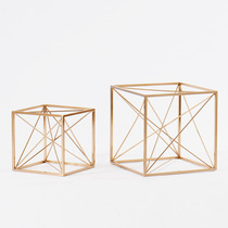 Nordic simple stainless steel handmade ornaments living room home decorations Simple style geometric square three-dimensional decoration