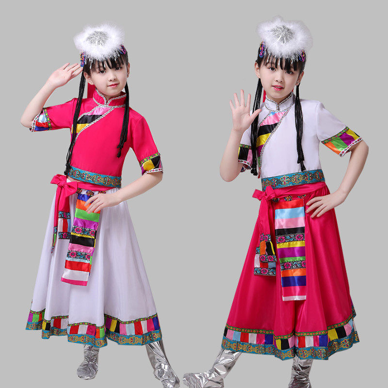 New children's Tibetan costumes water-sleeved costumes new ethnic Tibetan long skirt girls stage costumes