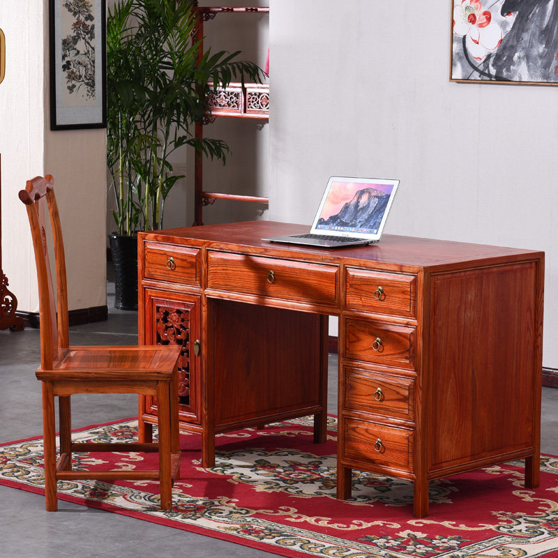 Ming and Qing antique solid wood furniture five buckets computer desk desk {one dining chair}