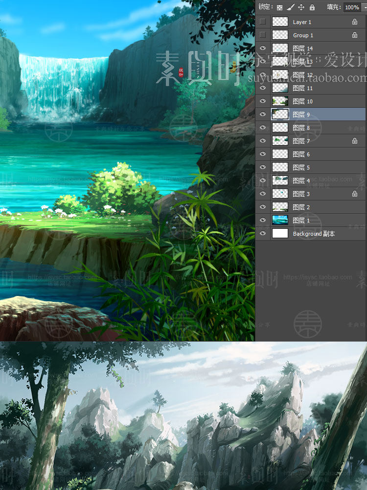 日式动漫游戏场景背景合集 室内外场景psd源文件 cg原画美术参考
