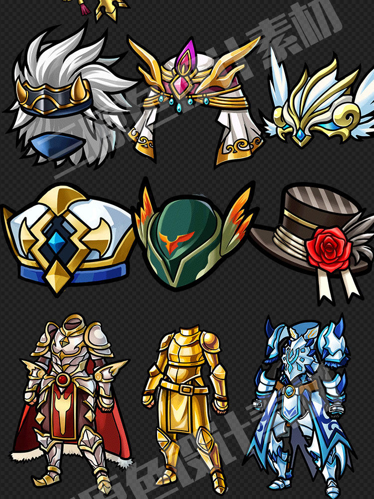 1000多枚日韩Q版手游 道具 套装 成套 武器 超大装备物品 图标