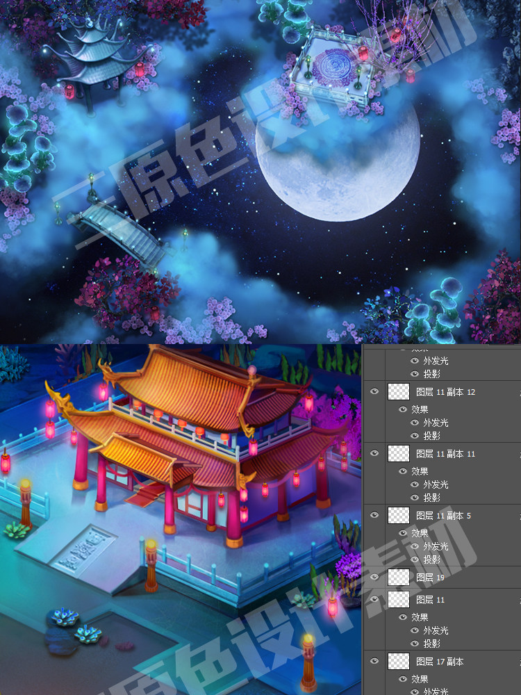 高清捕鱼捕鸟 两套美术源文件 UI界面/PSD/道具场景 游戏美术资源
