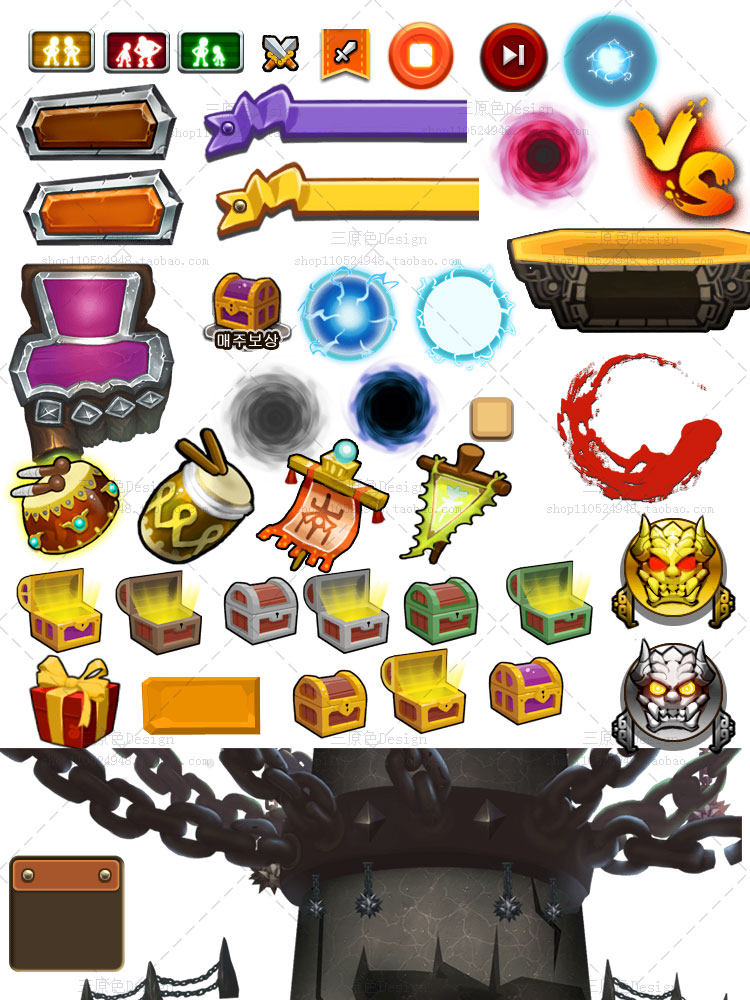 游戏美术资源/韩游三国全套UI素材/界面/图标/音效特效/场景/骨骼