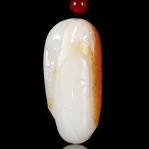 Xinjiang Hetian Jade seed pendant White Jade Guanyin Zodiac life Buddha Jade brand Jade Buddha pendant male and female jade pendant original stone