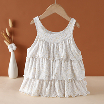 Summer girls vest dress cotton thin baby pleated skirt female baby Foreign style out Princess dress summer dress