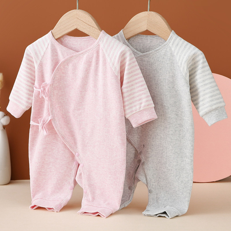 Newborn baby clothes long-sleeved jumpsuit boneless monk clothes newborn baby spring and autumn pajamas outside wearing rompers