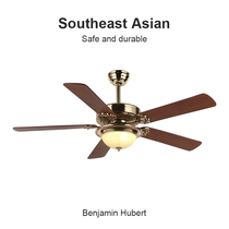 Flower Ones American retro solid wood electric fan ceiling fan lamp living room home fan lamp bedroom dining room lamp