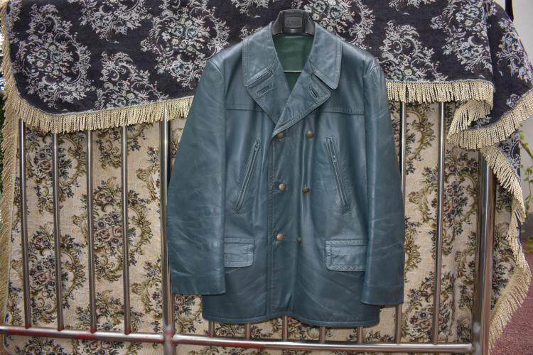 German Original Polizei Old Cycling Leather Jacket No 50 Rare Style