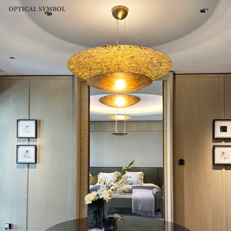 Italian Catellani Smith Gold Foil Restaurant Bar Chandelier Designer Villa High Ceiling Living Room Chandelier