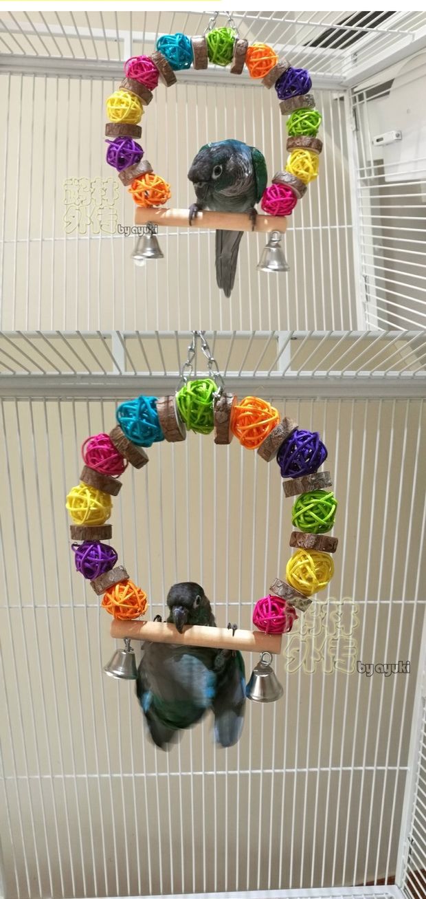 Vẹt nhỏ vừa và vẹt cắn đồ chơi tự nhiên lột da mây bóng đu - Chim & Chăm sóc chim Supplies lồng choè đất