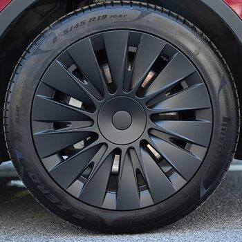 Suitable for Tesla Wheel Hub Caps, Model Y Wheel Hub Caps with Full Edge Coverage, 19inch Upgraded Modified Steel Rim Tire Covers