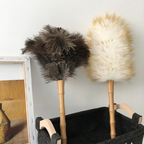 Household dust removal feather duster selection wool ostrich hair no static electricity car cleaning ash bamboo handle