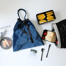 Portable aluminum foil insulation Bento bag fashion women travel storage tote bag high grade gold velvet embroidery