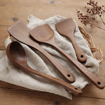Natural chicken wing Wood vegetable shovel household paint-free wax-free environmental protection small rice shovel soup rice oil wooden spoon fried square oblique shovel