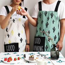 Special price cotton hemp cross wide strap big apron mens long belt pocket Home Oil-proof sewage custom logo