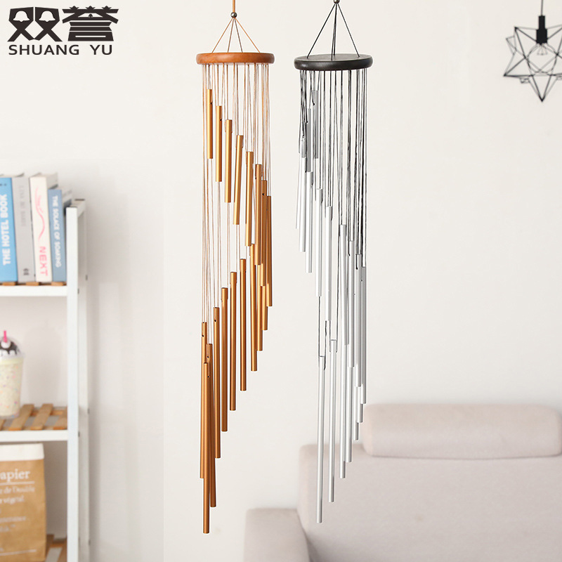 Nordic style bedroom balcony rotates 18 tubes windbell hanging household metal aluminum tube decoration festival gift