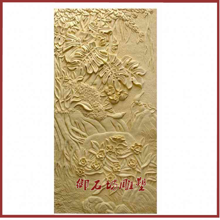 Sandstone relief TV background wall pendant mural sculpture glass steel Roman column fountain flower pot flower bowl carving