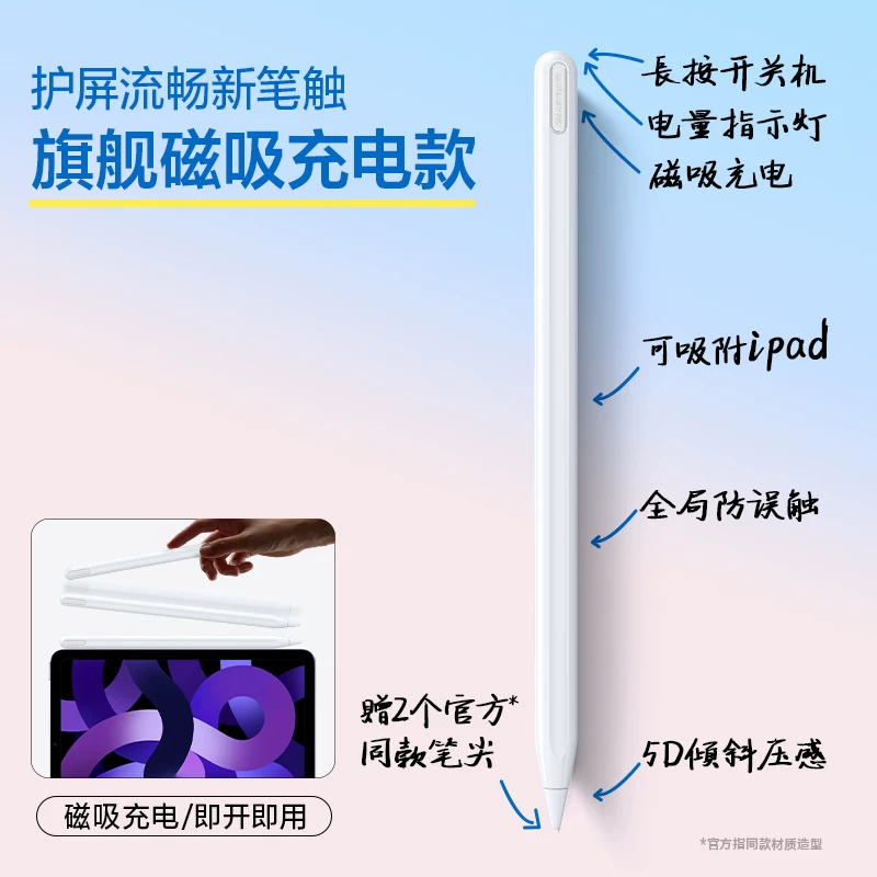 Пишущий капаситивный стилус Capacitive pen подходит для Apple Pencil первого и второго поколения, стилус для ipad, планшета, сенсорного экрана, Air8, универсальный стилус iPad, плоская замена 11 bluetooth ipencil7