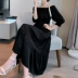 2020 mùa hè mới từ vai voan đầm ngắn tay nữ Hepburn nhẹ nấu eo eo thon váy dài - Váy dài