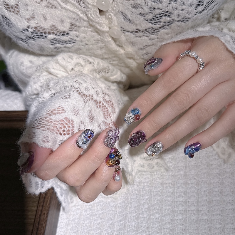 Unicorn~ Handmade Wearable Nails, Niche High-End Style, Popular on Xiaohongshu, Hot Trend ins Short Nails