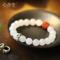 Heart Zhaitang (Lotus Lotus) natural lotus root powder and Tian jade Buddha beads female Zodiac cow year this life year heart curse hand string jewelry