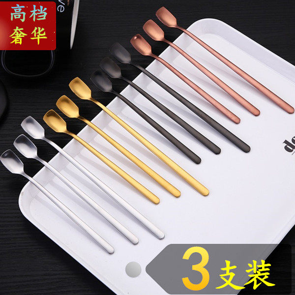 Stainless Steel Coffee Spoon Eurostyle Small Lavish Stirring Spoon Milk Dessert Small Spoon Spoon Cup Spoon Long Handle Cute Spoon