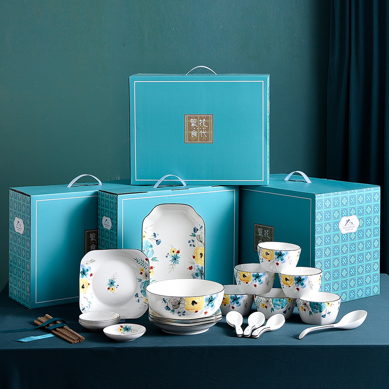 Shono wood dishes set home ceramic bowl American gifts to girlfriend wedding tableware wedding box set return gifts