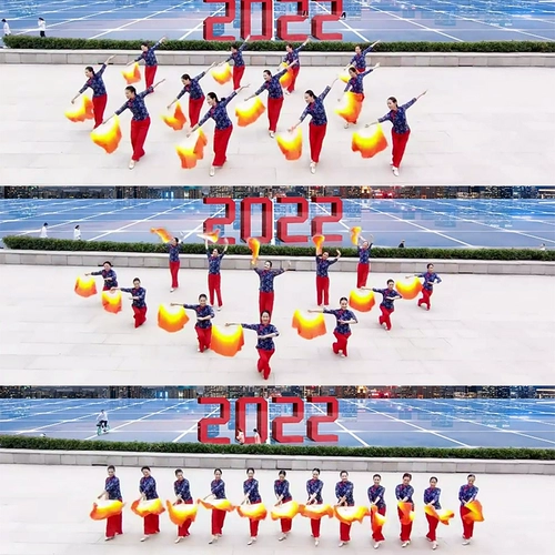 Цветы и тени Красивый китайский кадриль Танцевальный веер Шелковый Желтый Оранжевый Jiaozhou Yangge Двусторонний удлиненный танцевальный веер