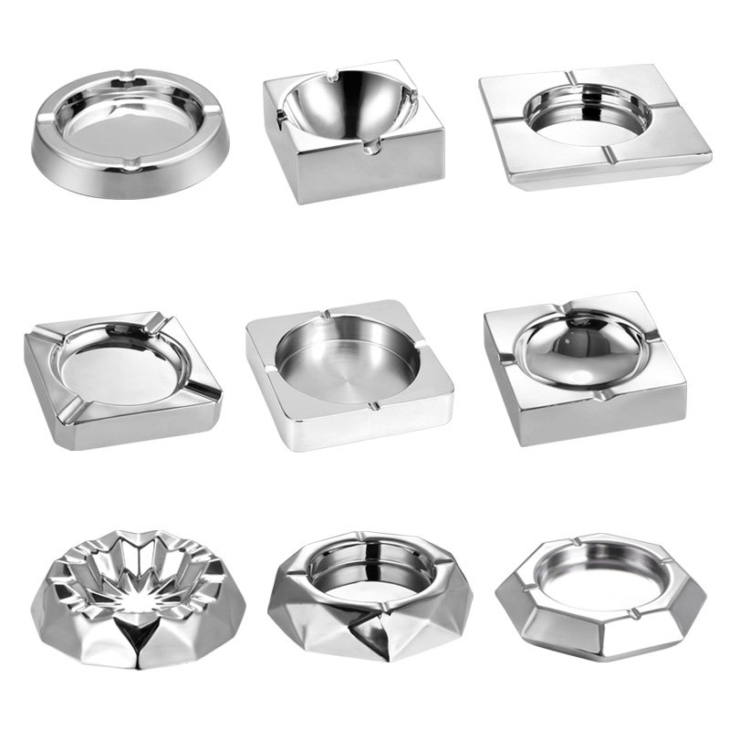Bar ktv Desktop minimalist High-end Stainless Steel Ultra Large Square Tobacco Ashtray Anti-Fall Advanced Sensation Commercial Customisation