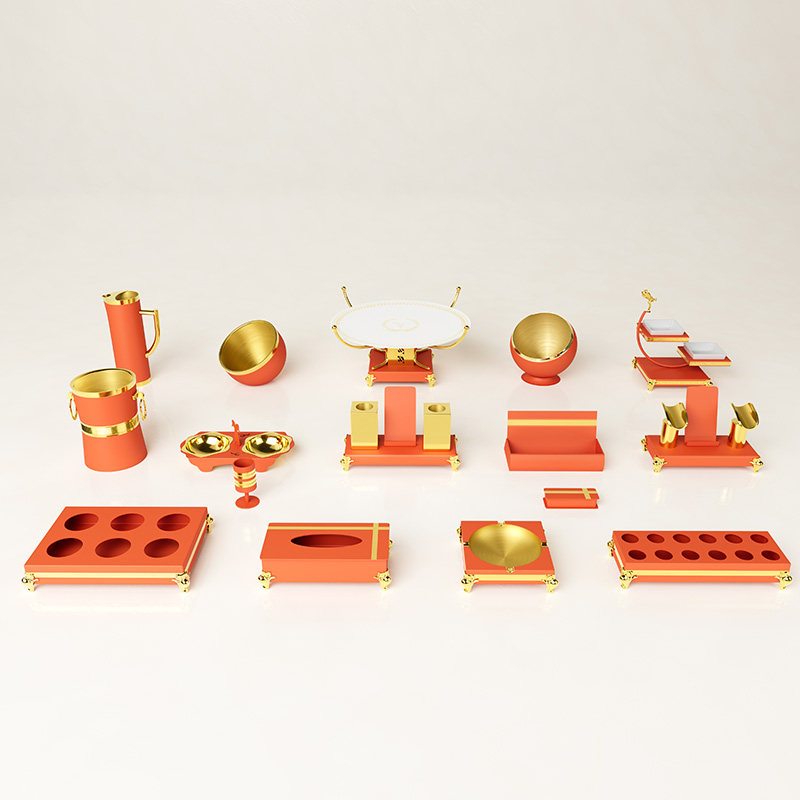 KTV table supplies full set of stainless steel ashtray fruit plate light luxury sub-grid snack plate rack cold kettle ice bucket bar